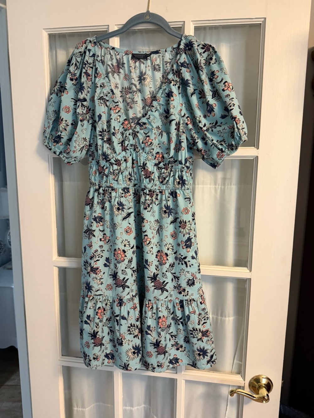 Vineyard Vines Light Blue Floral Puff-Sleeve Dress